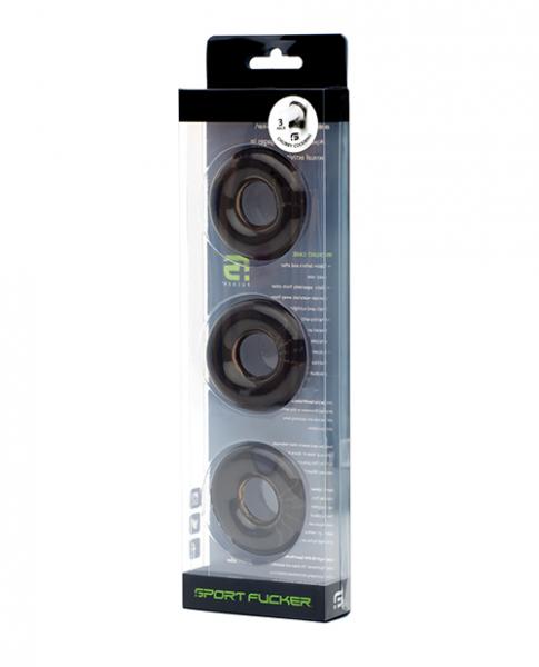Sport F*cker Chubby Cockring Pack Of 3 - Smoke Sex Toy Product