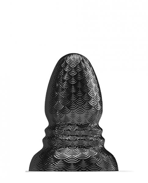 665 Stretch'r Ripple Butt Plug - M Black Metallic Sex Toy Product