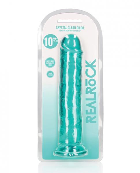 Shots Realrock Realistic Crystal Clear 10" Straight Dildo - Turquoise Sex Toy Product