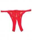 Scalloped Embroidery Crotchless Panty Red O/S Sex Toy Product