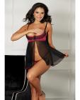 Shelf Bra & Front Fly Away Babydoll Cerise/black Md Sex Toy Product