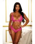 Valentine Heart Stretch Lace Bra W/open Triangle Cups & Open Back Panty Hot Pink Xl Sex Toy Product