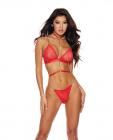 Sheer Mesh Bra W/chain Detail & Panty Red Xxl Sex Toy Product