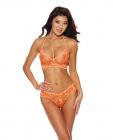Lace Halter Bralette & Thong - Orange Sm Sex Toy Product