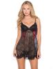 Sheer Lace Chemise Lace-Up Detail & G-String Black Medium Sex Toy Product Image 1
