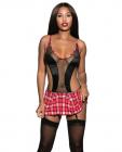 Netted Top Babydoll Attached Garter Skirt & G-String Red Plaid 2X Sex Toy Product