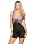 Sheer Chemise Lace Cups & G-String Black, Lilac 2X Sex Toy Product