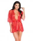 Lace Robe with Satin Tie & G-String Panty Red Lg Sex Toy Product