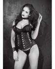 Faux Leather Push Up Corset Lace Up Back & G-String Black 32  Sex Toy Product