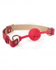 Spartacus Silicone Ball Gag W/red Gold Pu Straps - 46 Mm Sex Toy Product