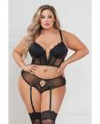 Stretch Lace Cropped Bustier & Cheeky Panty Black 1x/2x Sex Toy Product