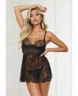 Lace & Satin Babydoll & Panty Black Md Sex Toy Product