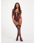 Fishnet & Stretch Lace Teddy W/double Adjustable Straps Black/wine Md Sex Toy Product