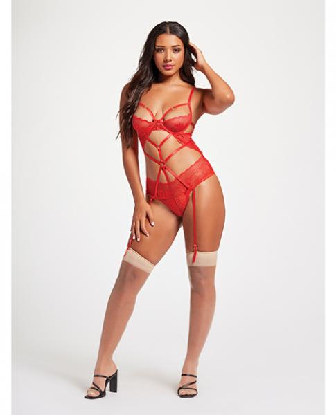 Sheer Mesh & Lace Demi Cup Teddy Red Xl Sex Toy Product