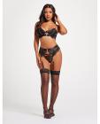 Scalloped Lace Bra W/gold Chain, Garter Belt & Thong Black Sm Sex Toy Product