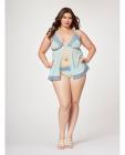 Lace & Mesh Triangle Cup Babydoll & Thong Blue 1x/2x Sex Toy Product