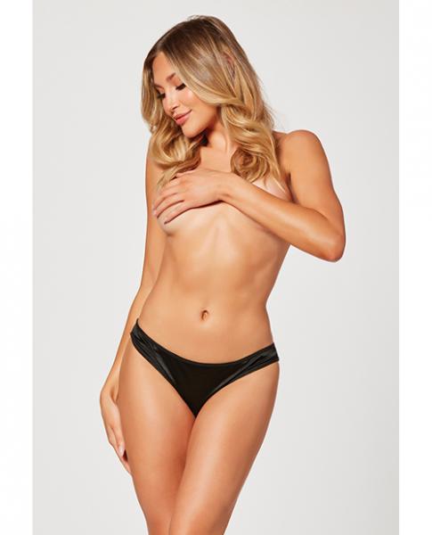 Holiday Stretch Satin Panty W/rhinestone Chain Back Black S/m Sex Toy Product