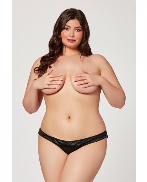 Holiday Stretch Satin Panty W/rhinestone Chain Back Black 3x/4x Sex Toy Product