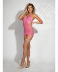 Lace & Mesh Side Gartered Chemise & G-string Pink O/s Sex Toy Product