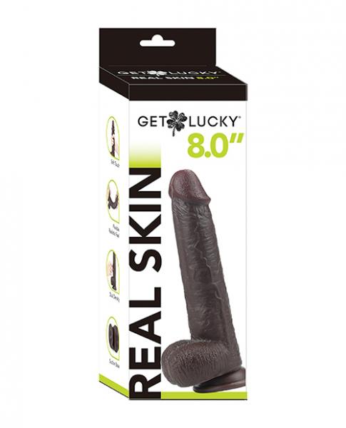Get Lucky 8.0" Real Skin Series - Dark Brown Sex Toy Product