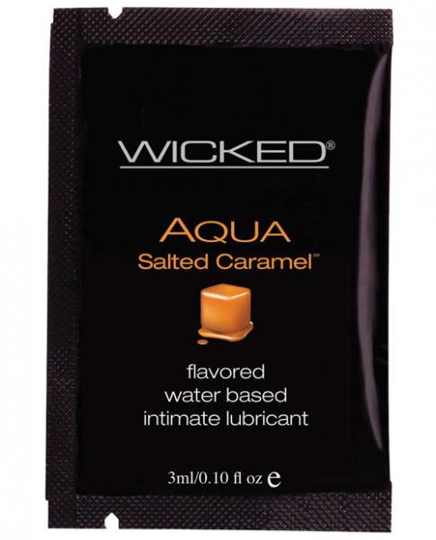 Wicked Sensual Care Collection Aqua Waterbased Lubricant - 3 ml. Packet Salted Caramel Sex Toy Product