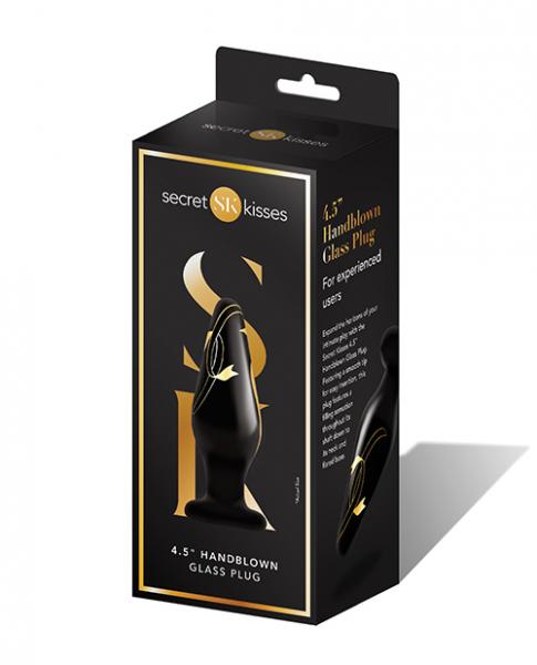 Secret Kisses 4.5" Handblown Wide Glass Plug - Black/gold Sex Toy Product