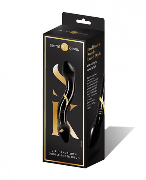 Secret Kisses 7.5" Handblown Double Ended Dildo - Black/gold Sex Toy Product