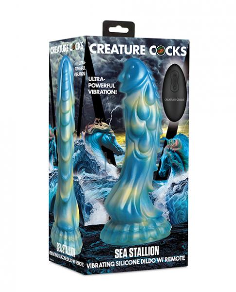Creature Cocks  Sea Stallion Vibrating Dildo W/ Remote - Blue/yellow Sex Toy Product