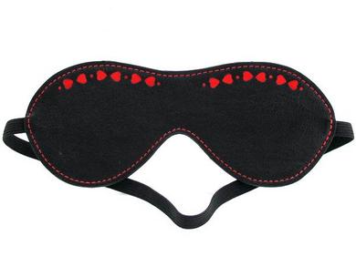 Blindfold Leather W/Heart Inlay Black