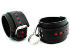 Leather Wrist Restraints with Red Heart Inlays