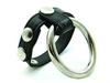 Double Leather/Metal Cockring Black