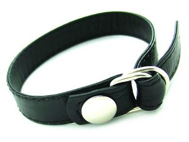 Cock Ring Leather D Ring W/Snap Black