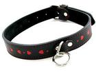 Leather Collar W/Red Hearts
