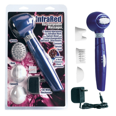 Infrared rechargeable massager 2 speed, 3 soft touch attachmt