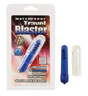 Waterproof travel blaster with silicone sleeve, blue