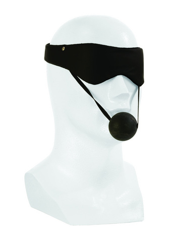 Lover's Headgear Eyemask/Ball Gag-Blk