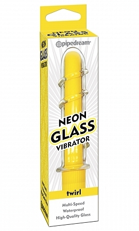 Neon glass waterproof vibrator - multi speed yellow