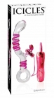 Icicles no. 16 hand blown glass massager - 10 function rabbit clear w/pink swirls