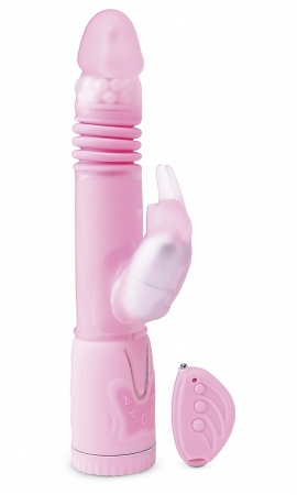 Remote Control Thrusting Rabbit Pearl Vibrator Pink  Sex Toy Product