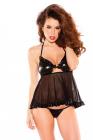 Flirty Kitten Babydoll and G-String Black O/S Sex Toy Product