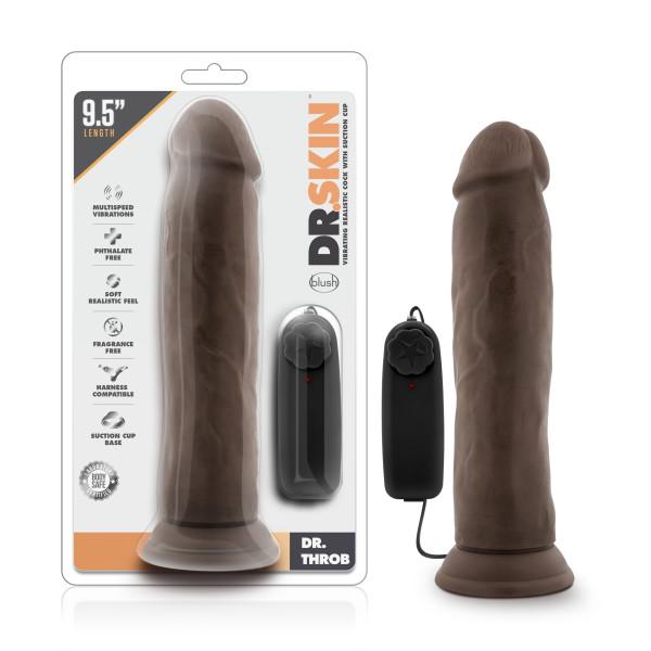 Dr. Skin Dr. Throb 9.5 inches Vibrating Cock Suction Cup Brown Sex Toy Product