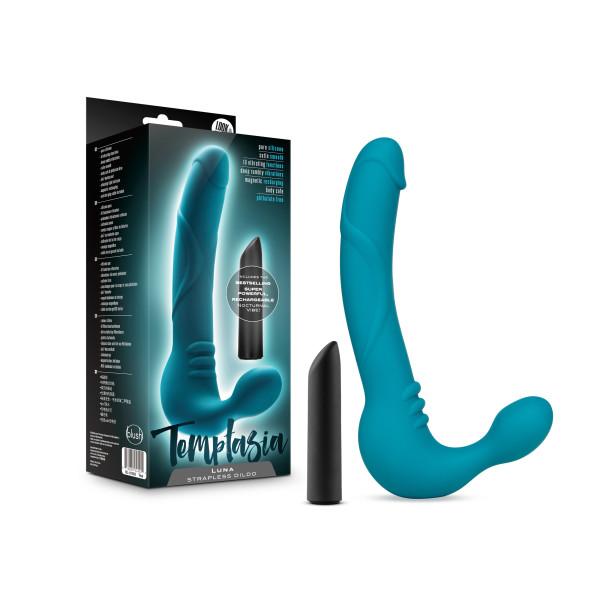 Temptasia Luna Strapless Silicone Dildo Teal Sex Toy Product