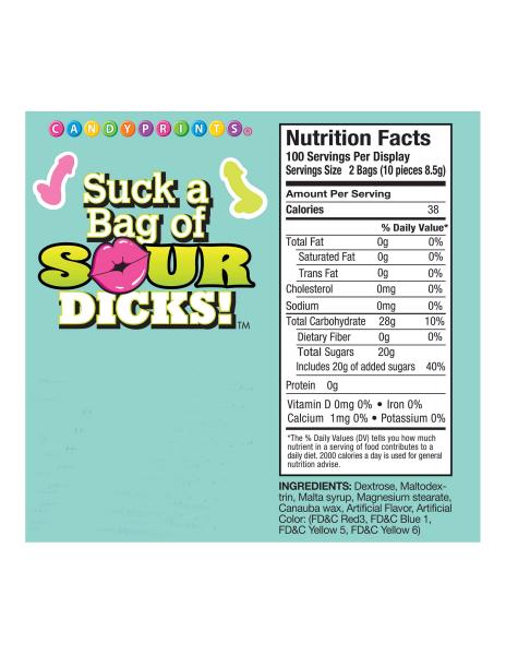 Suck A Bag Of Sour Dicks Display Of 100 Sex Toy Product