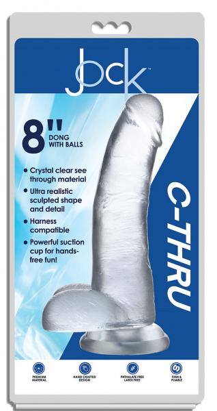 Jock C-thru 8in Clear Dildo W/ Balls Tpe Sex Toy Product