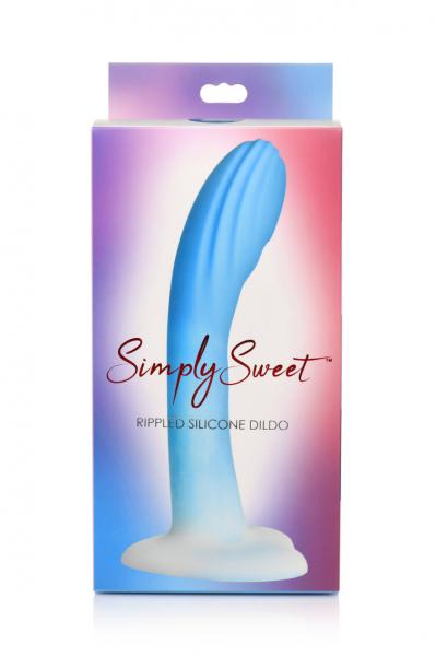 Simply Sweet Rippled Silicone Dildo Blue/white Sex Toy Product