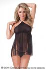 Fringe Halter Babydoll W/ G-String Black Os