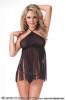 Fringe Halter Babydoll W/ G-String Black Os
