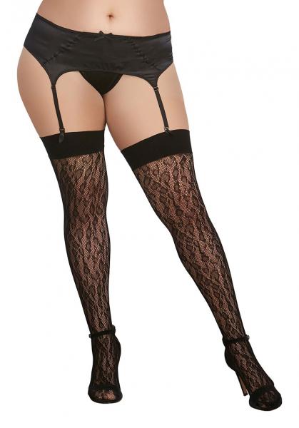 Leopard Fishnet Thigh High Dmd Black Queen O/s Sex Toy Product