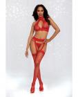 3pc Hosiery Bodystocking Set Rouge O/s Sex Toy Product