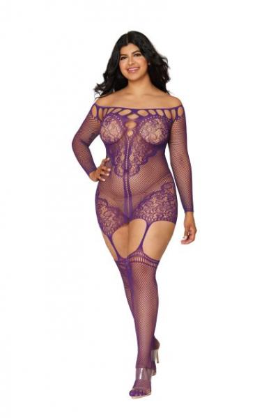 Scalloped Lace Garter Dress Aubergine Q/s Sex Toy Product